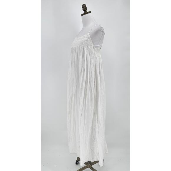 Free People Intimately White Gauze Cotton Long Nightgown Slip Dress Sz M - Picture 3 of 8
